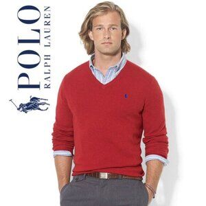 Polo by Ralph Lauren Men's Red  V Neck Sweater